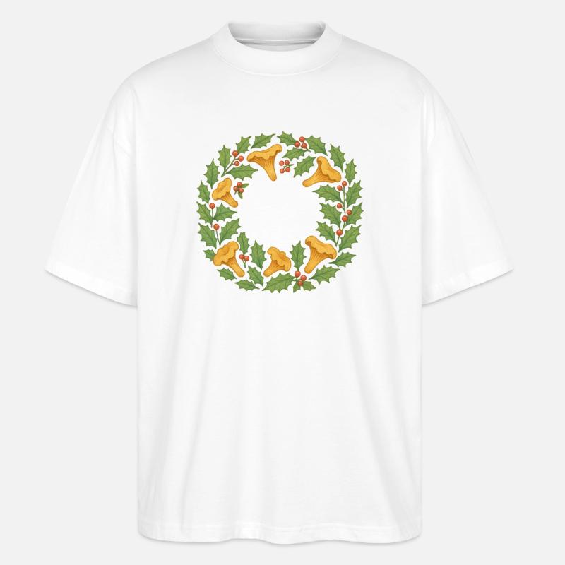 Kranz aus Stechpalmen und Pfifferlingen - Stanley/Stella Oversized Unisex Bio T-Shirt Blaster 2.0 - Weiß