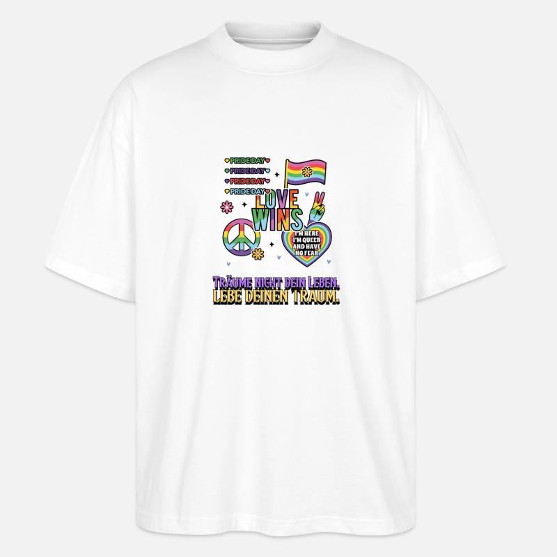 Liebe Gewinnt Pride Rainbow - Stanley/Stella Oversized Unisex Bio T-Shirt Blaster 2.0 - Weiß