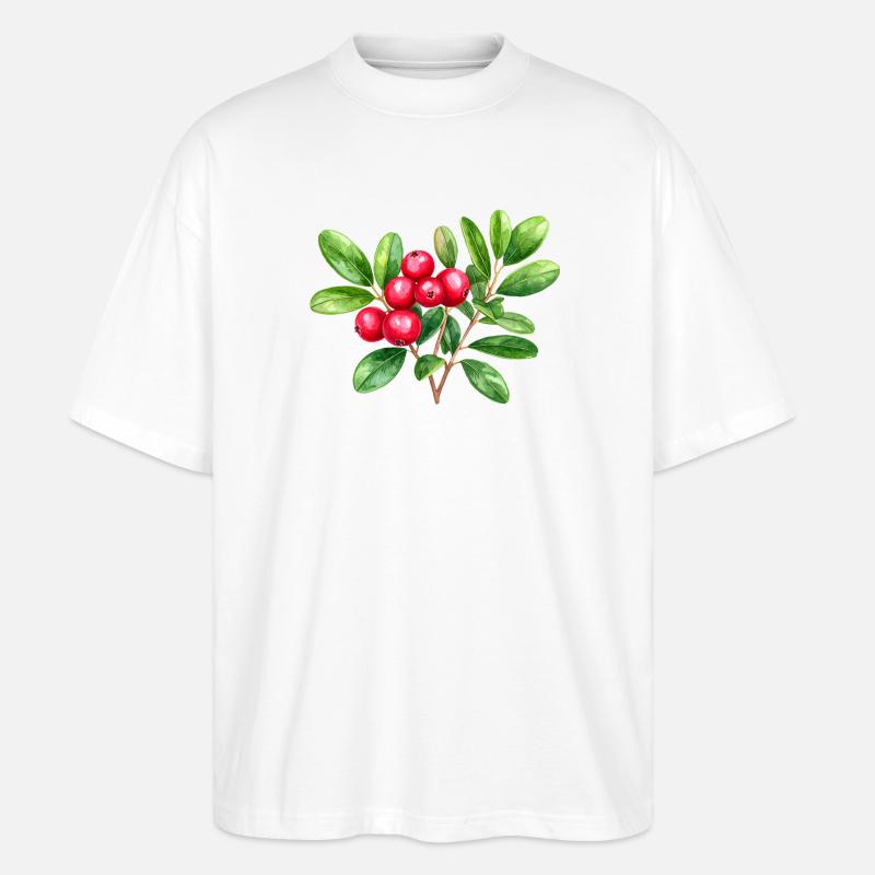 Preiselbeere – botanisches Aquarell - Stanley/Stella Oversized Unisex Bio T-Shirt Blaster 2.0 - Weiß