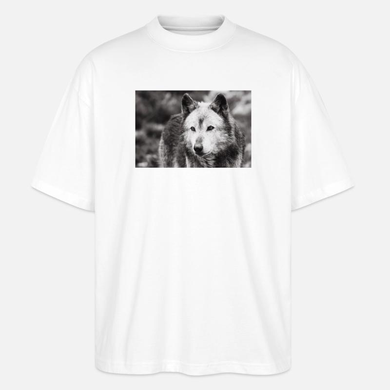 Lone Wolf Black and White - Stanley/Stella Oversized Unisex Bio T-Shirt Blaster 2.0 - Weiß