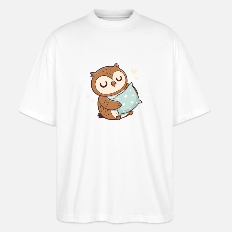 Kuschelige Eule und Sternenwolke - Stanley/Stella Oversized Unisex Bio T-Shirt Blaster 2.0 - Weiß