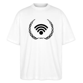 Couronne Internet Wi-Fi - T-shirt bio Blaster 2.0 coupe oversize Stanley/Stella Unisexe - blanc - Devant - Alina (178cm) & Michal (187cm)