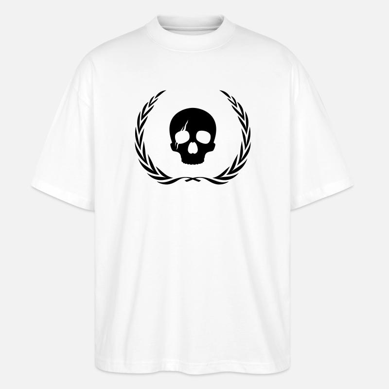 Skeleton Skull Wreath - Stanley/Stella Oversized Unisex Organic T-shirt Blaster 2.0 - white