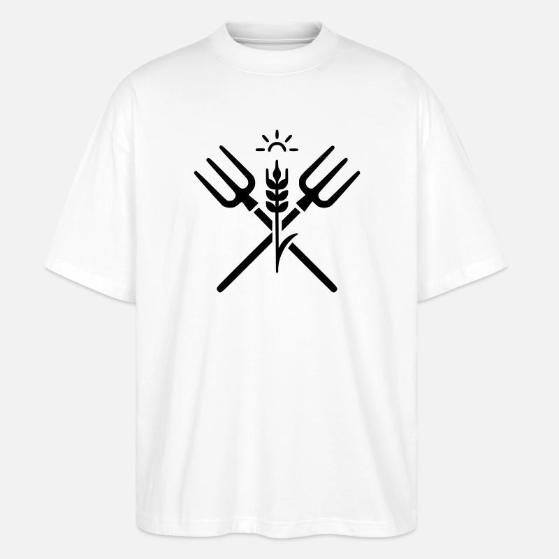 landwirtschaft bauer mistgabel logo - Stanley/Stella Oversized Unisex Bio T-Shirt Blaster 2.0 - Weiß
