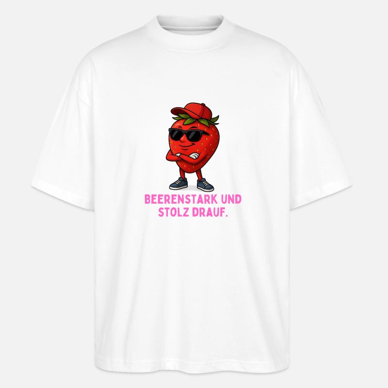Beerenstark: Stolz drauf Obst-Charme - Stanley/Stella Oversized Unisex Bio T-Shirt Blaster 2.0 - Weiß