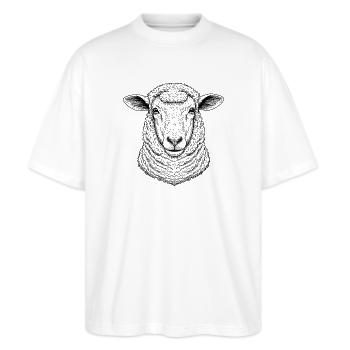 Schaf - Stanley/Stella Oversized Unisex Bio T-Shirt Blaster 2.0 - Weiß - Vorne - Alina (178cm) & Michal (187cm)