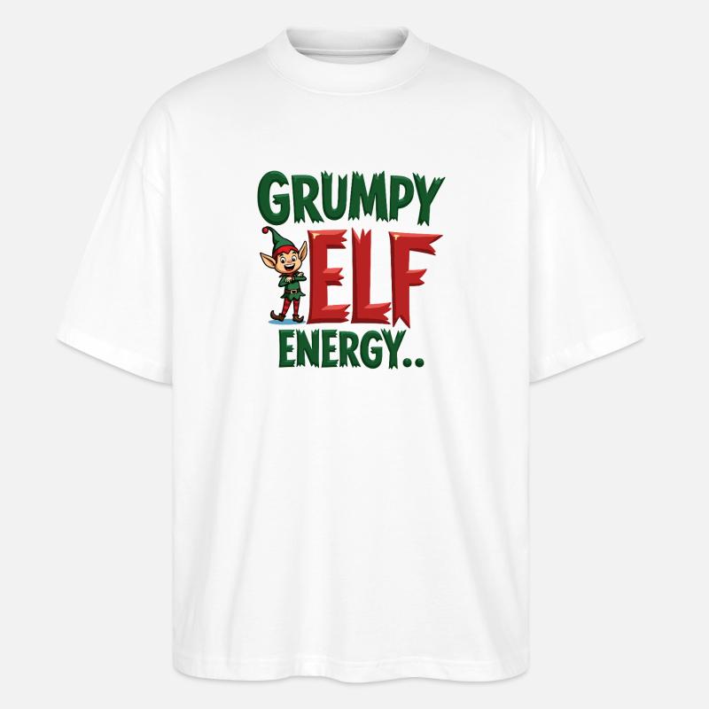 Grumpy Elf Energy Grumpy Imp - Stanley/Stella Oversized Unisex Organic T-shirt Blaster 2.0 - white