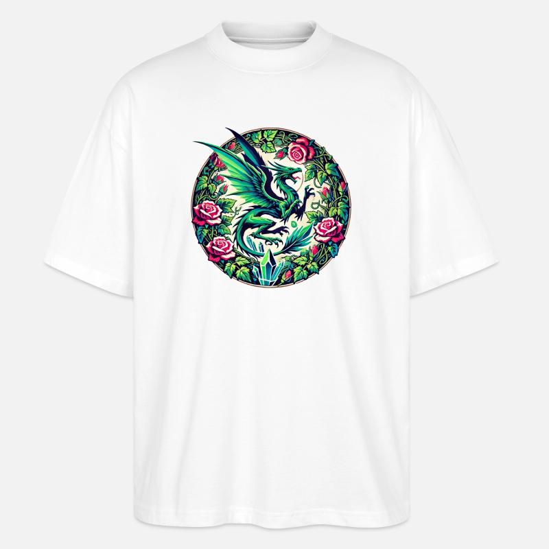 Phénix verdoyant à Rose Circle - T-shirt bio Blaster 2.0 coupe oversize Stanley/Stella Unisexe - blanc