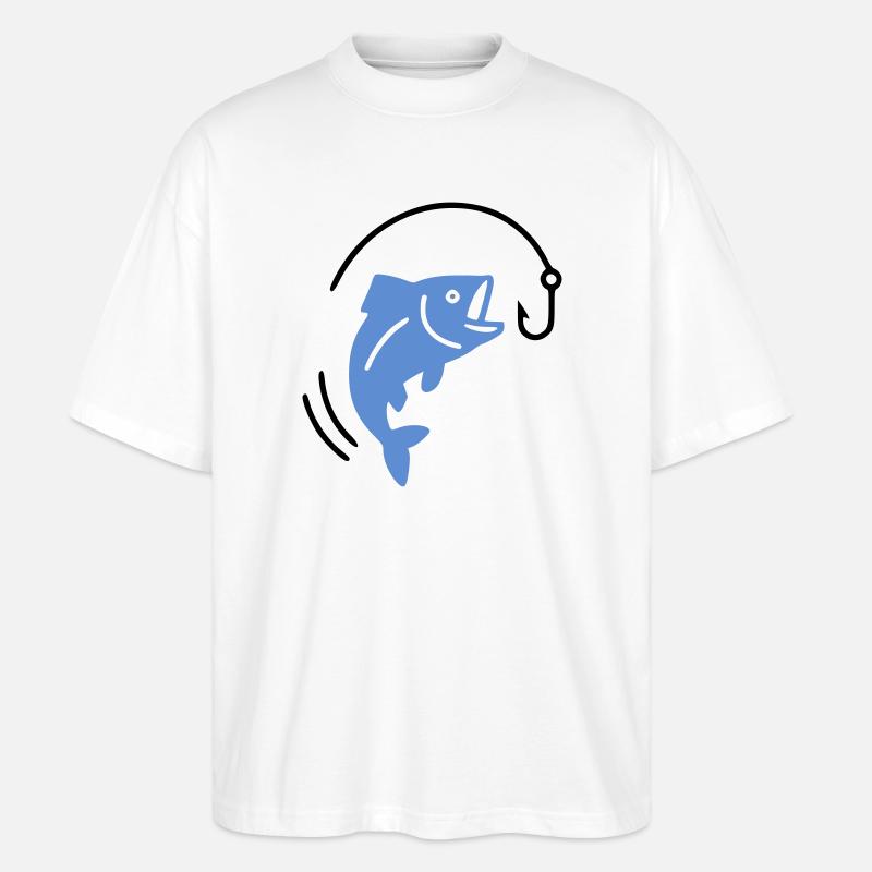 Pêche au poisson sur hameçon logo - T-shirt bio Blaster 2.0 coupe oversize Stanley/Stella Unisexe - blanc