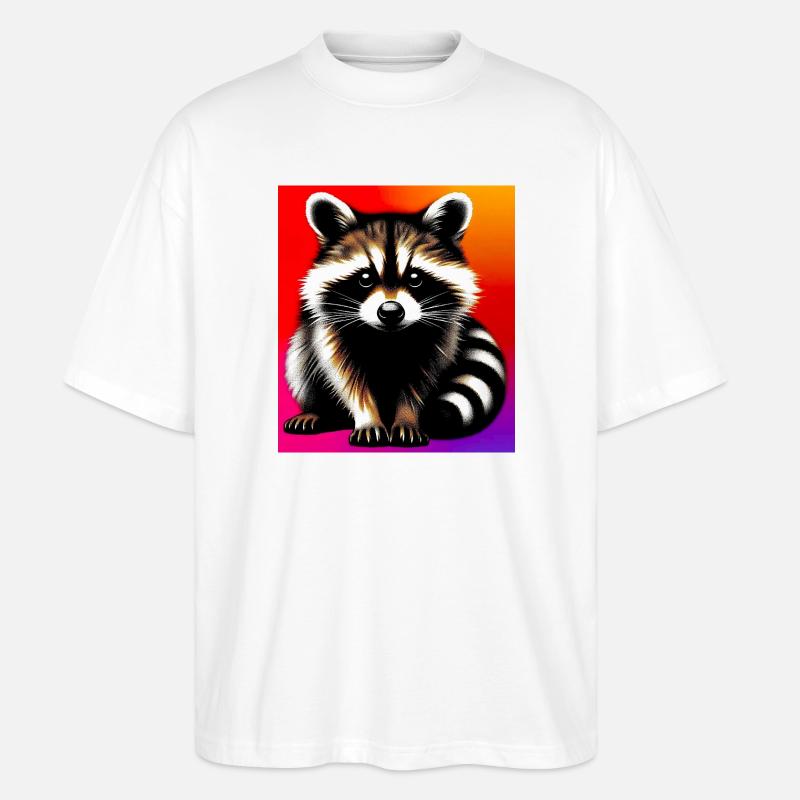 Waschbär - Stanley/Stella Oversized Unisex Bio T-Shirt Blaster 2.0 - Weiß