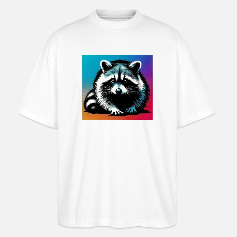 Waschbär - Stanley/Stella Oversized Unisex Bio T-Shirt Blaster 2.0 - Weiß