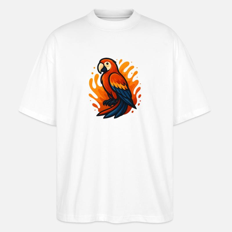 Feuerflammender Ara Papagei Illustration - Stanley/Stella Oversized Unisex Bio T-Shirt Blaster 2.0 - Weiß