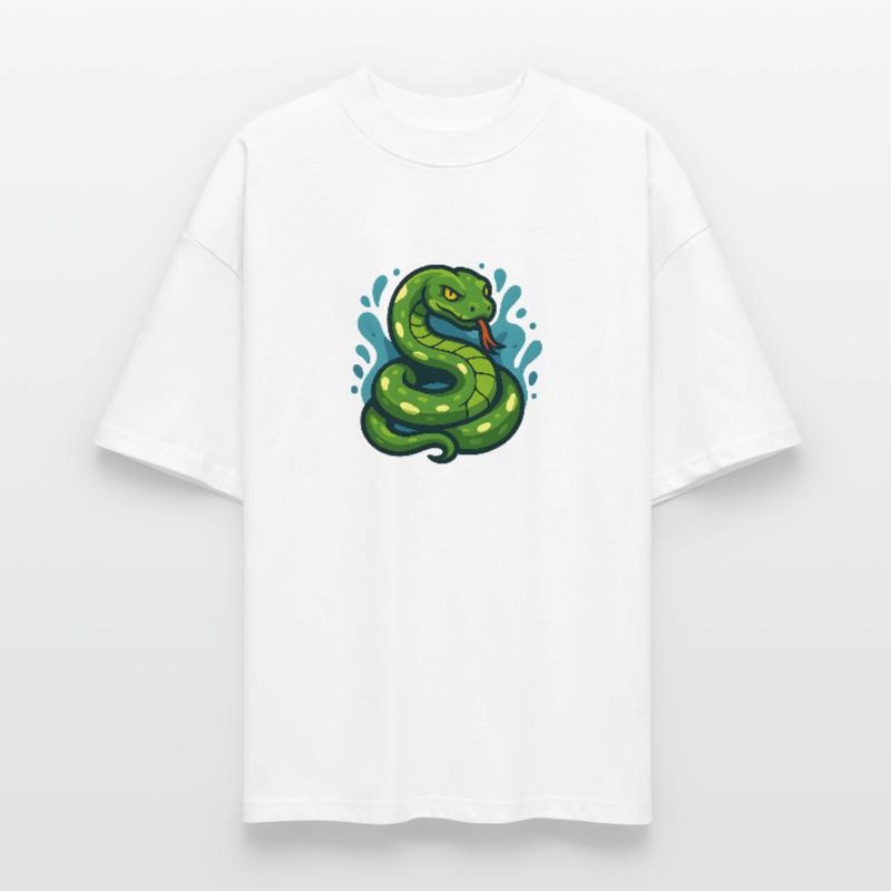 Green Tree Python Snake in Wave Stanley/Stella Oversized Unisex Organic T-shirt Blaster 2.0
