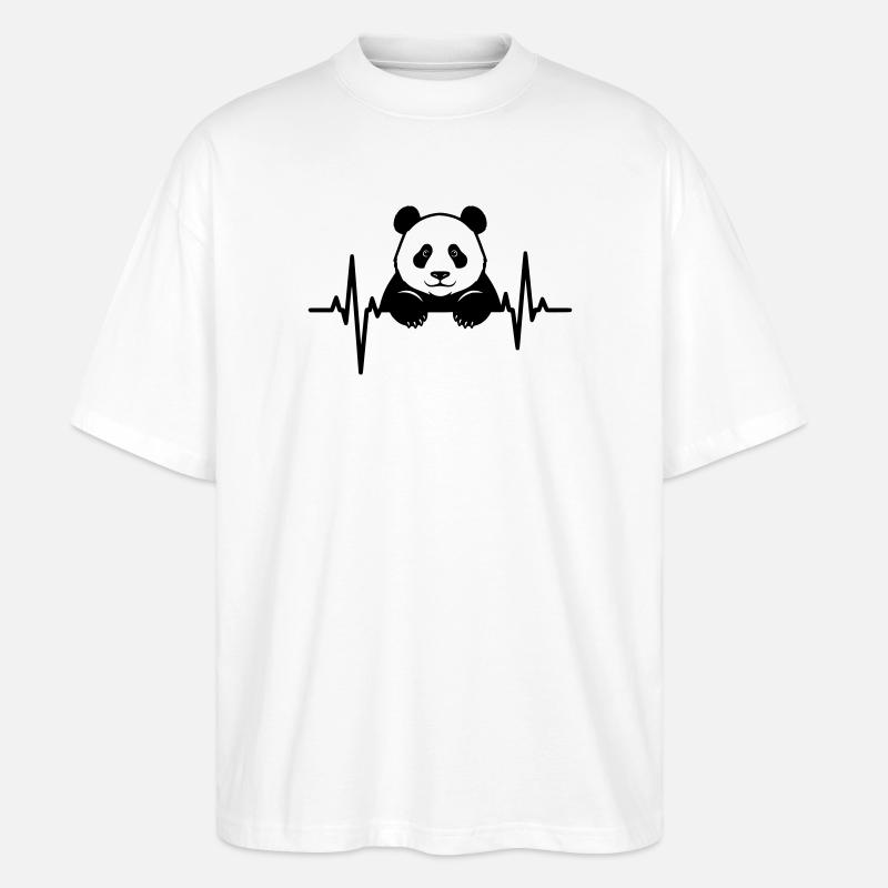 Panda im EKG – Süßes Tierdesign - Stanley/Stella Oversized Unisex Bio T-Shirt Blaster 2.0 - Weiß