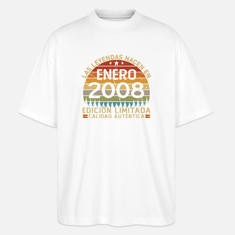 Janvier 2008 Anniversaire de 18 ans - T-shirt bio Blaster 2.0 coupe oversize Stanley/Stella Unisexe - blanc