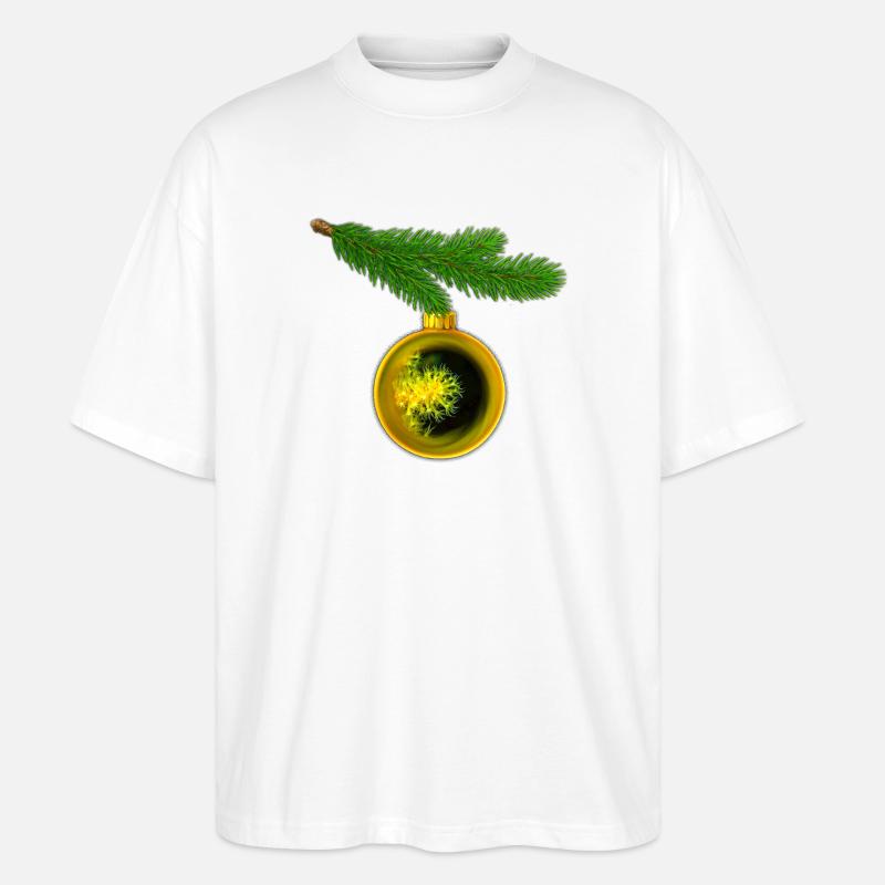 Weihnachtskugel mit Krustenanemonen am Tannenzweig - Stanley/Stella Oversized Unisex Bio T-Shirt Blaster 2.0 - Weiß