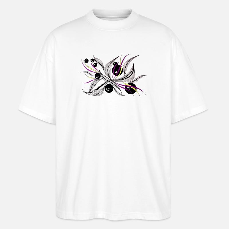 Schwarzweiß Blütenstrahl Muster - Stanley/Stella Oversized Unisex Bio T-Shirt Blaster 2.0 - Weiß