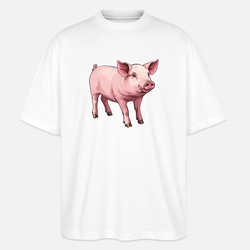 Schweine Schwein - Stanley/Stella Oversized Unisex Bio T-Shirt Blaster 2.0 - Weiß