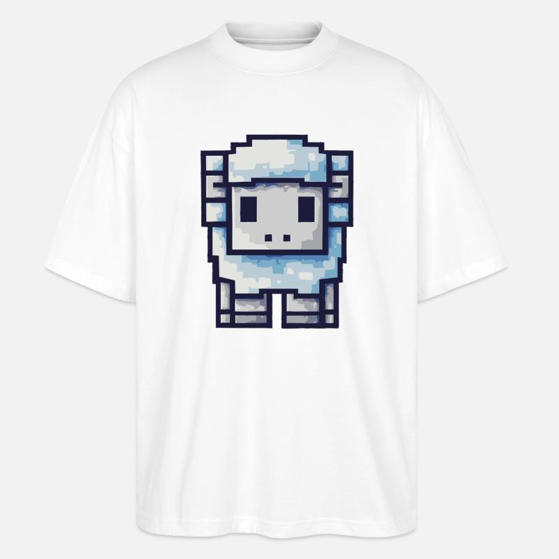 Pixel Schaf – Süßes Retro Design - Stanley/Stella Oversized Unisex Bio T-Shirt Blaster 2.0 - Weiß