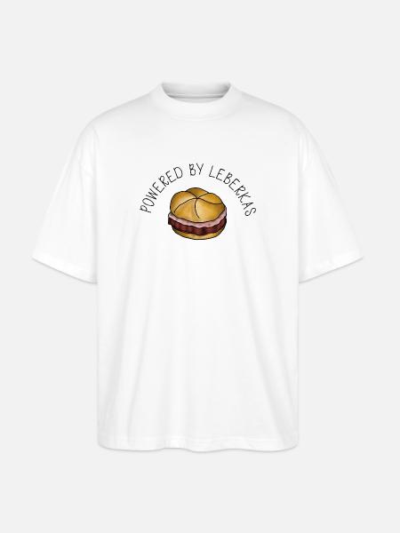 Powered by Leberkas – Leberkäse Spruch - Stanley/Stella Oversized Unisex Organic T-shirt Blaster 2.0 - white