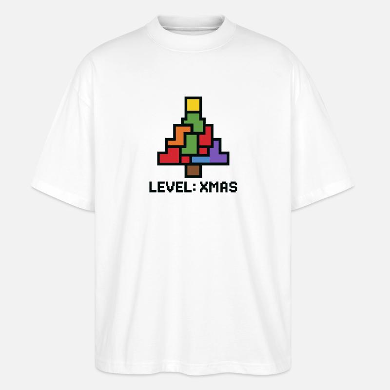 LevelXmas Pixelbaum - Stanley/Stella Oversized Unisex Bio T-Shirt Blaster 2.0 - Weiß