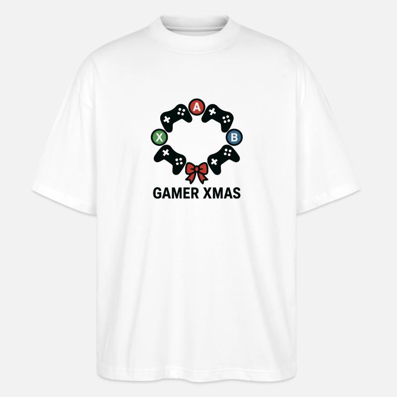Gamer Xmas Controller Kranz - Stanley/Stella Oversized Unisex Bio T-Shirt Blaster 2.0 - Weiß