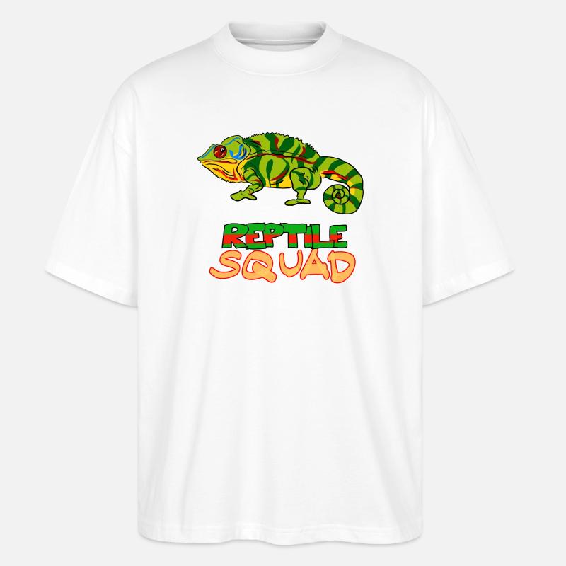 Reptile Squad Bunte Chamäleon-Kunst - Stanley/Stella Oversized Unisex Bio T-Shirt Blaster 2.0 - Weiß