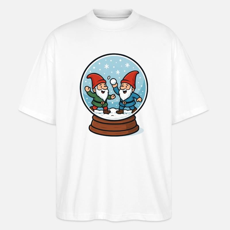 Zwerge in einer Schneekugel - Stanley/Stella Oversized Unisex Bio T-Shirt Blaster 2.0 - Weiß