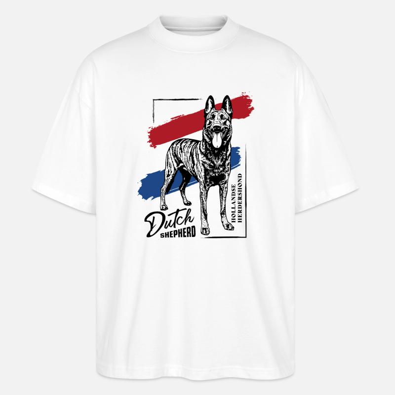 Dutch Shepherd – Dutchie - Stanley/Stella Oversized Unisex Bio T-Shirt Blaster 2.0 - Weiß