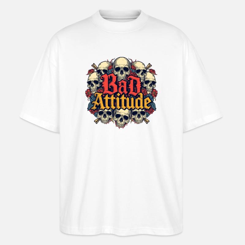 Schlechte Einstellung Skull Roses - Stanley/Stella Oversized Unisex Bio T-Shirt Blaster 2.0 - Weiß