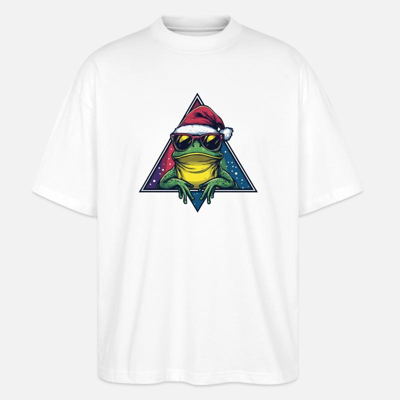 Frog in the Santa Triangle - Stanley/Stella Oversized Unisex Organic T-shirt Blaster 2.0 - white