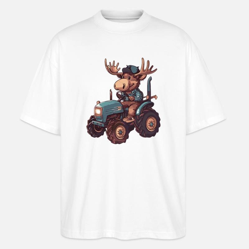 Elch Traktor Farmer - Stanley/Stella Oversized Unisex Bio T-Shirt Blaster 2.0 - Weiß