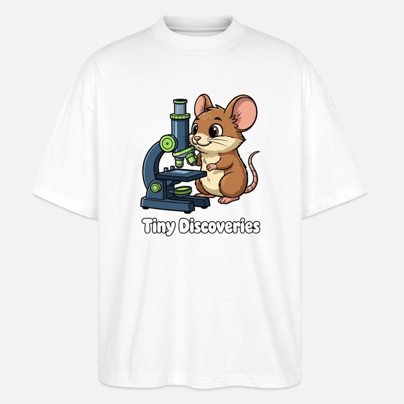 Petites découvertes Microscope souris - T-shirt bio Blaster 2.0 coupe oversize Stanley/Stella Unisexe - blanc