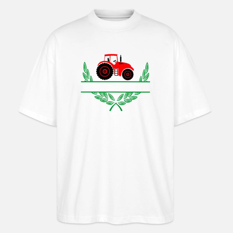 Tracteur rouge avec espace de noms - T-shirt bio Blaster 2.0 coupe oversize Stanley/Stella Unisexe - blanc