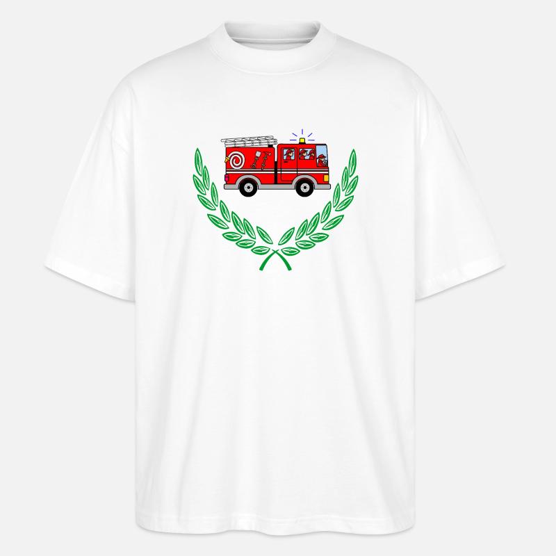 Fire engine in laurel wreath - Stanley/Stella Oversized Unisex Organic T-shirt Blaster 2.0 - white