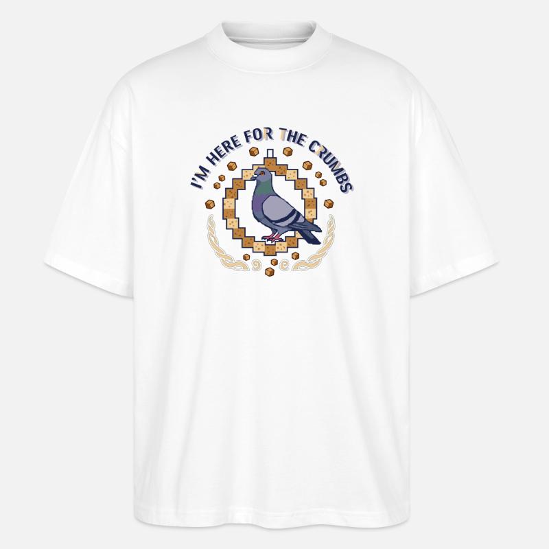 Chasseur de biscuits Pigeon Pixel - T-shirt bio Blaster 2.0 coupe oversize Stanley/Stella Unisexe - blanc