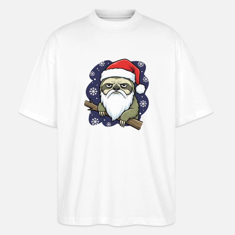 Lustiger Weihnachts Faultier Santa Grumpy - Stanley/Stella Oversized Unisex Bio T-Shirt Blaster 2.0 - Weiß