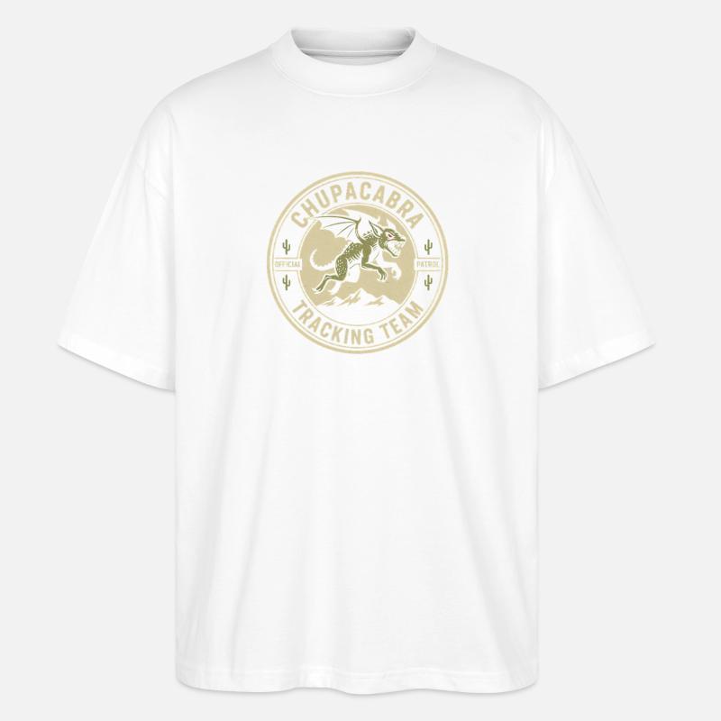 Chupacabra Pursuit Team Drôle Cryptide Chupac - T-shirt bio Blaster 2.0 coupe oversize Stanley/Stella Unisexe - blanc