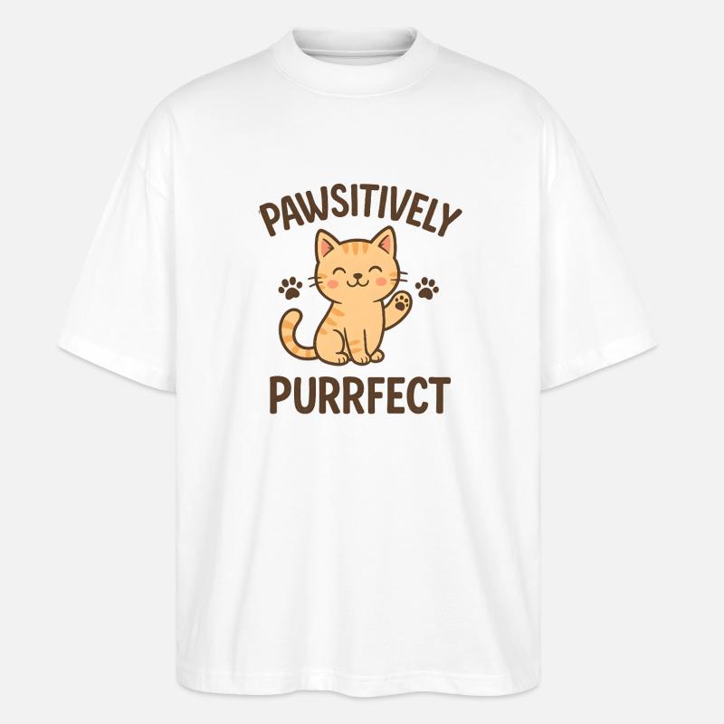 Conception Pathsitively Purrfect Cat - T-shirt bio Blaster 2.0 coupe oversize Stanley/Stella Unisexe - blanc