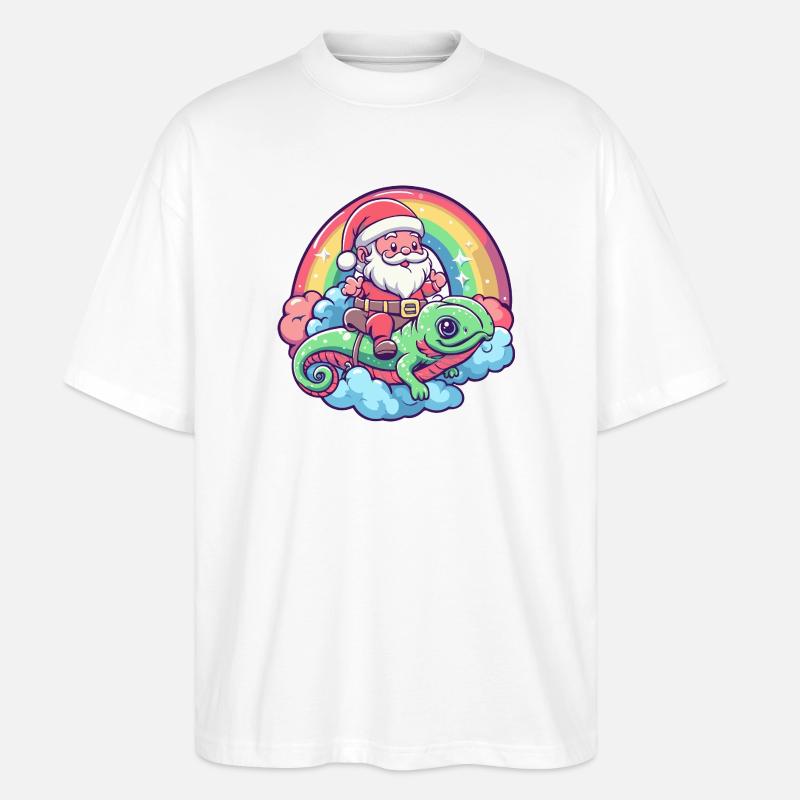 Noël Caméléon du Père Noël - T-shirt bio Blaster 2.0 coupe oversize Stanley/Stella Unisexe - blanc