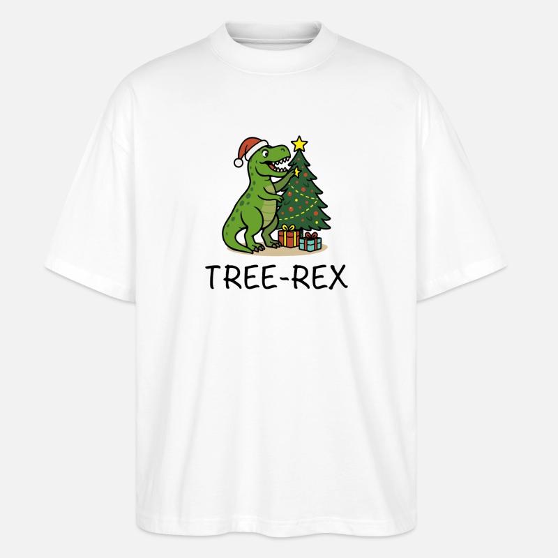 Tree-Rex – Ugly Christmas Style - Stanley/Stella Oversized Unisex Bio T-Shirt Blaster 2.0 - Weiß