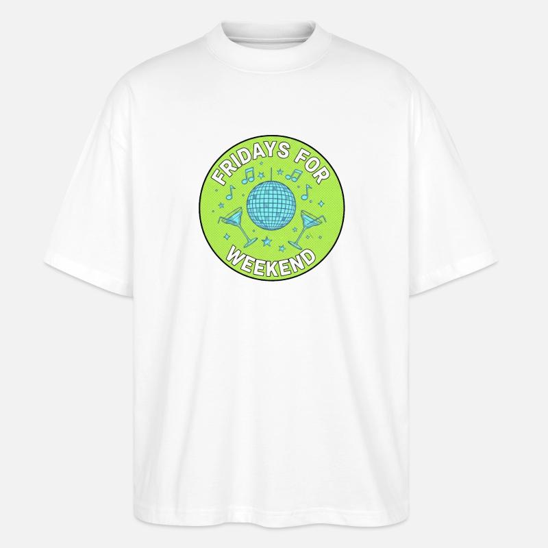 Les vendredis pour le Weekend Disco - T-shirt bio Blaster 2.0 coupe oversize Stanley/Stella Unisexe - blanc