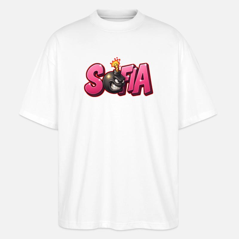 Sofia Graffiti Name Bomb Graffité 3D - T-shirt bio Blaster 2.0 coupe oversize Stanley/Stella Unisexe - blanc