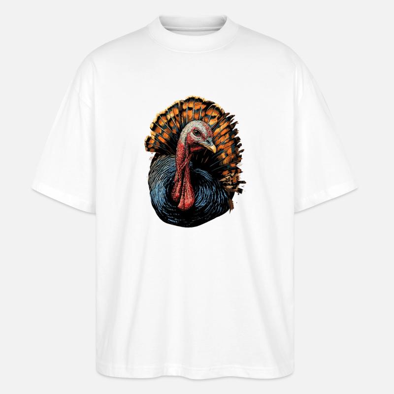 Dinde Poules Oiseaux Dinde - T-shirt bio Blaster 2.0 coupe oversize Stanley/Stella Unisexe - blanc