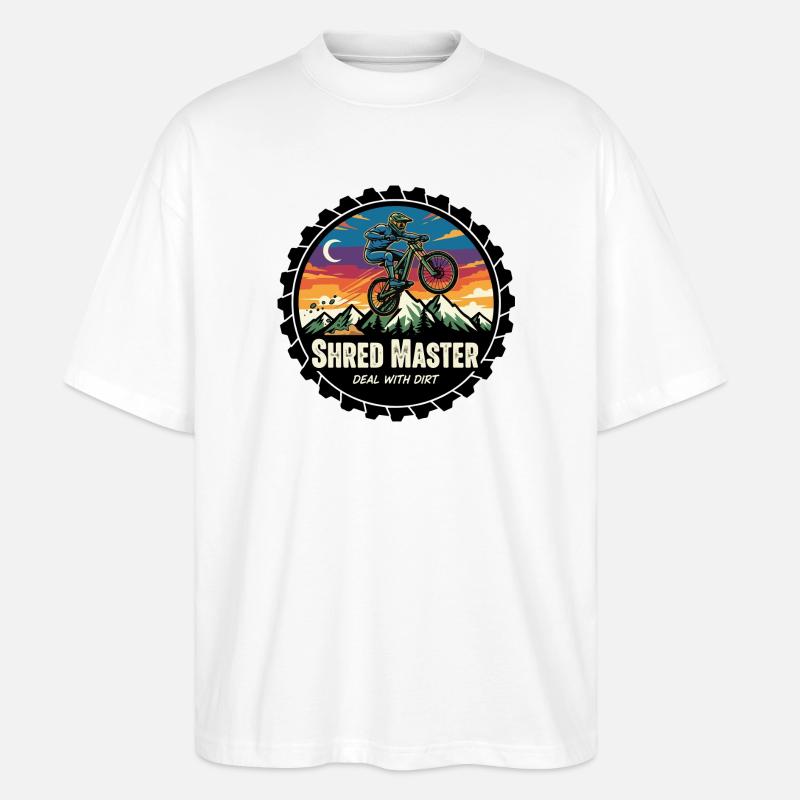 Shred Master Dirt MTB Sunset - Stanley/Stella Oversized Unisex Bio T-Shirt Blaster 2.0 - Weiß