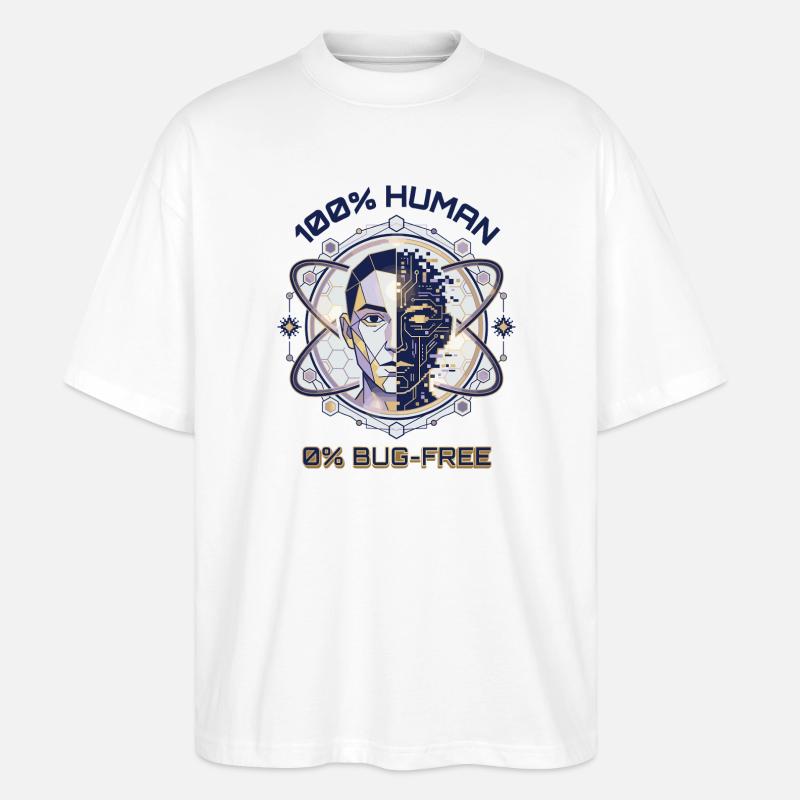 Human Glitch Code - Stanley/Stella Oversized Unisex Organic T-shirt Blaster 2.0 - white