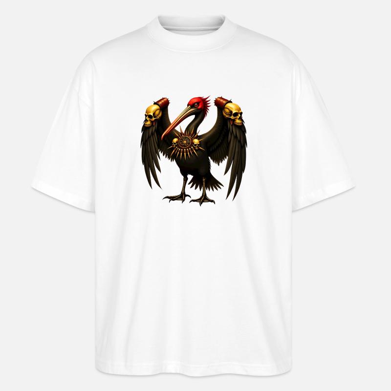 Dunkler Rabe mit Totenköpfen - Stanley/Stella Oversized Unisex Bio T-Shirt Blaster 2.0 - Weiß