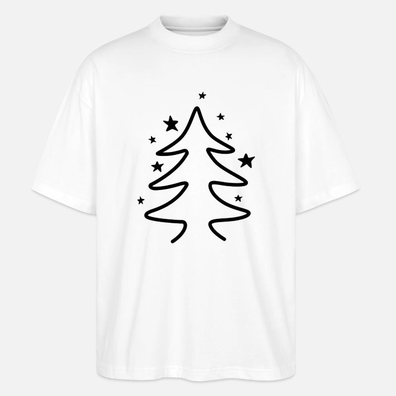 Minimalistischer Weihnachtsbaum mit Sternen - Stanley/Stella Oversized Unisex Bio T-Shirt Blaster 2.0 - Weiß