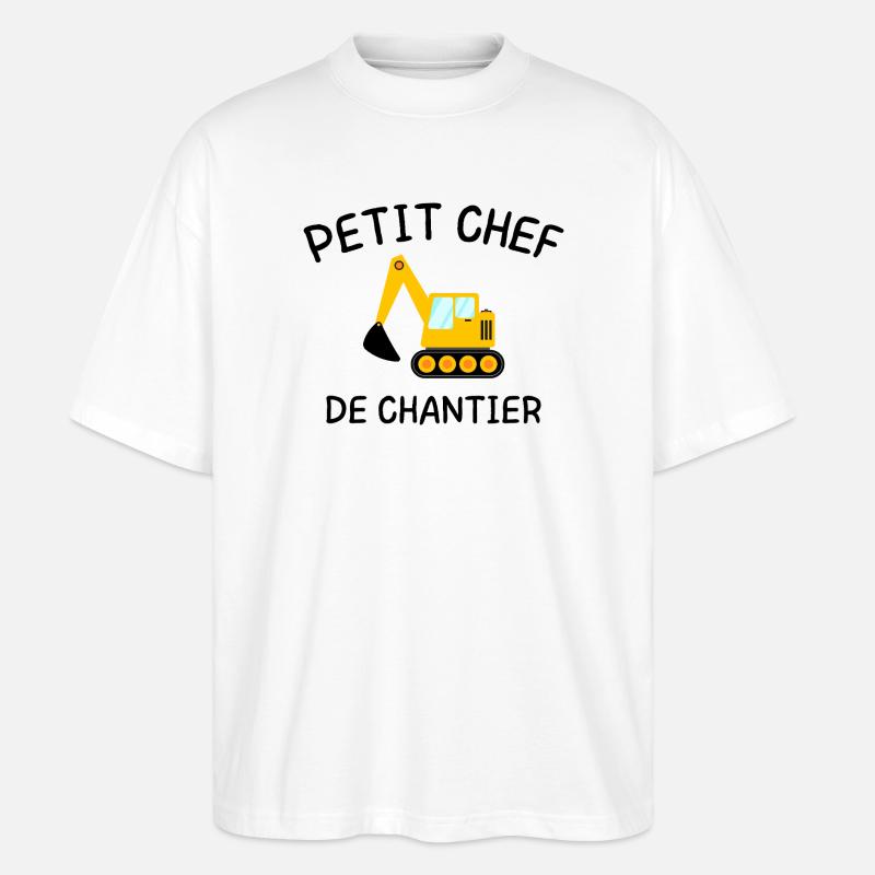 Kleiner Baustellenleiter Baumaschinenbagger - Stanley/Stella Oversized Unisex Bio T-Shirt Blaster 2.0 - Weiß