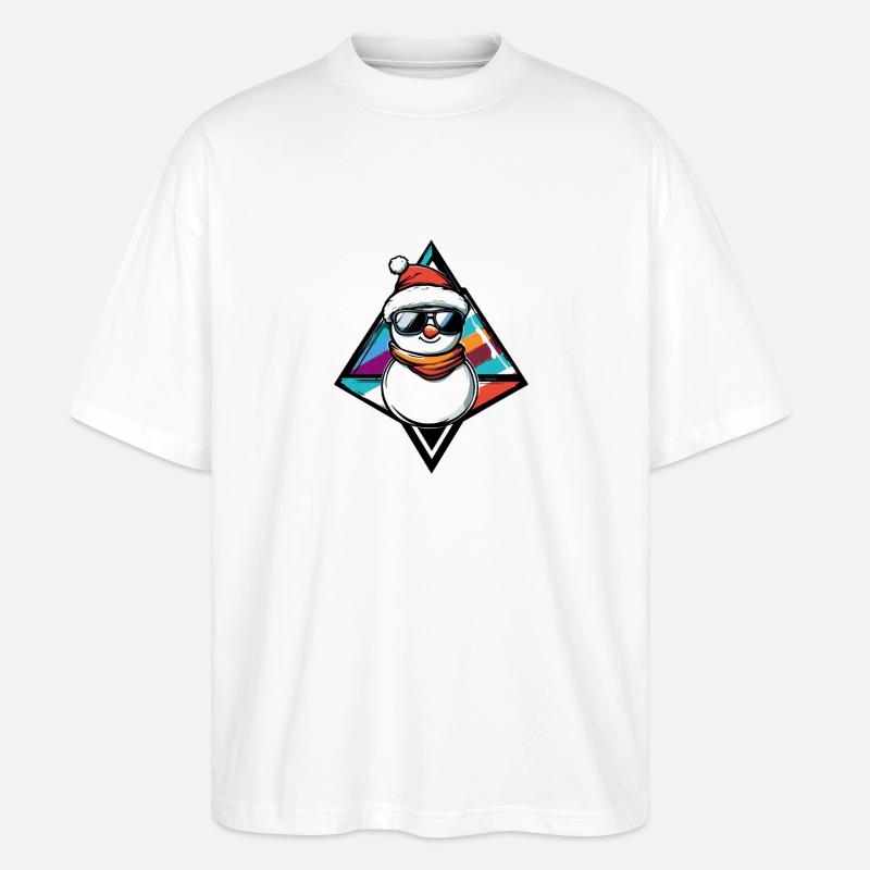 Schneemann mit Sonnenbrille Comic - Stanley/Stella Oversized Unisex Bio T-Shirt Blaster 2.0 - Weiß